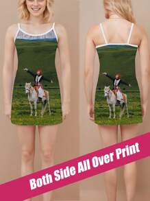 1 bucată cămașă de noapte personalizată cu imprimeu integral pentru femei