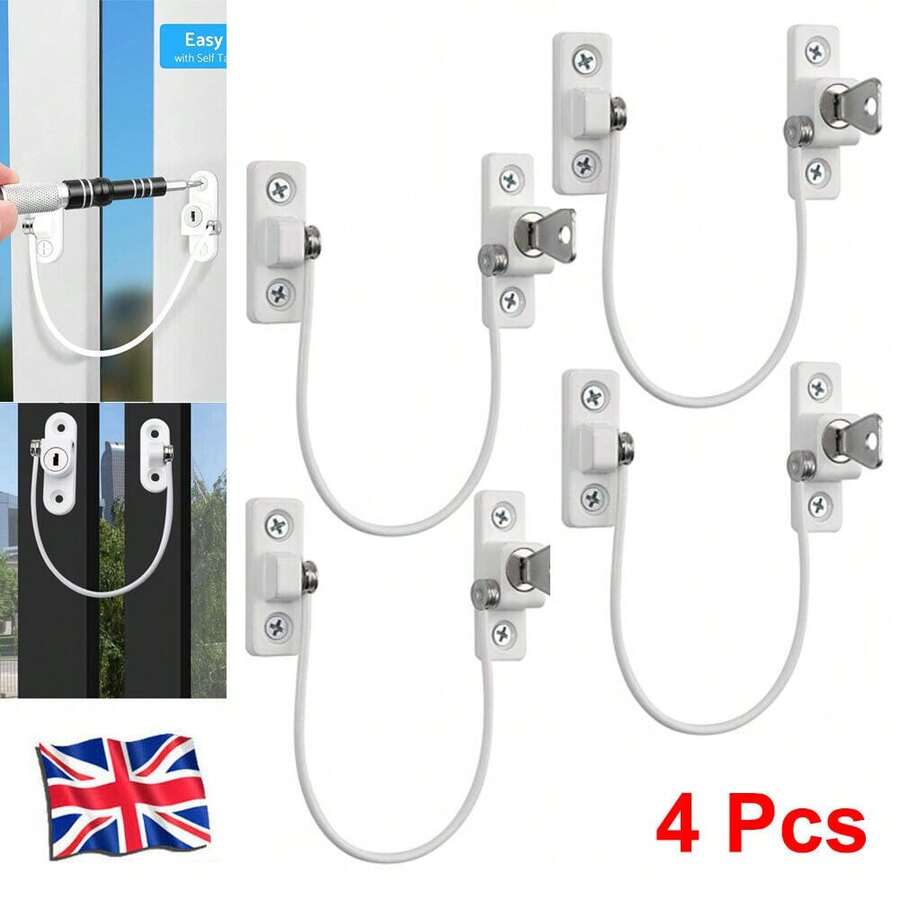 Tapsin 4X Home Windows Door Cable Restrictor Child Baby Safety Security Lock Catch Wire Guard Against Theft Prevent Babies From Falling - Perak - View 1