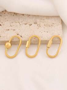 2pcs Stainless Steel Oval Screw Lock Clasp Findings Gold Geometric Carabiner Lock Hook Spiral Clasps For DIY Jewelry Necklace Bracelet Making Accessories Supplies