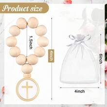 木制散装木制天主教念珠白色网袋适用于洗礼第一次新娘送礼会男士女士