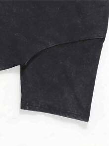 He Left A 99 Printed T-Shirt, 1 Piece, 230g Washed, High-Quality Wax Printed Cotton Retro Fashion Brand T-Shirt, With A Certain Thickness Suitable For Summer T-Shirts, Holiday Gifts - 黑色 - 查看 4