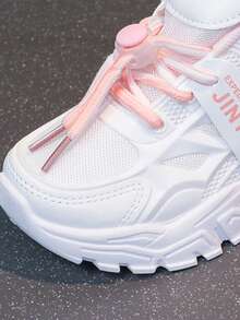 1 双女童厚底运动鞋，2025 新款休闲软底运动鞋，适合户外活动、学校和派对，春/秋季 - 粉色 - 查看 7