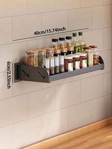 Wielofunkcyjny kuchenny organizer, ścienny stojak na przyprawy, półka do przechowywania przyborów kuchennych, uniwersalny stojak do przechowywania butelek i słoików, odpowiedni do kuchni, łazienki, balkonu, wykonany ze stopu aluminium odpornego na rdzę, oszczędzający miejsce, montaż bez wiercenia - Wielokolorowe - Zobacz 14