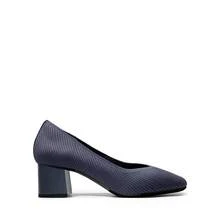 Women's Square Toe Chunky Heels Pumps Comfortable Knitted Closed Toe Fashionable Elegant Casual Holiday Work Dress Shoes - 藏蓝色 - 查看 8