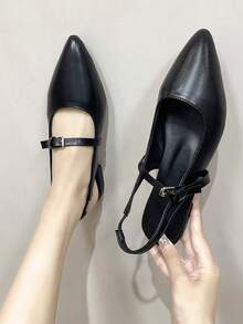 2025新款韩版黑色尖头系带镂空休闲凉鞋女夏季