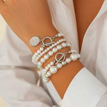 5pcs/Set Fashionable Bracelet Set, Versatile & Elegant For Daily Wear - Pearl Bracelet Set - View 7
