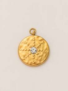 1pc Vintage Bohemian Style Eye-Shaped 18K Gold Plated Stainless Steel Pendant, Suitable For Daily Wear, Can Be A Gift For Wife And Mother - Multicolor - View 16