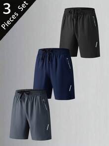 3 件装 男士休闲时尚运动跑步健身短裤