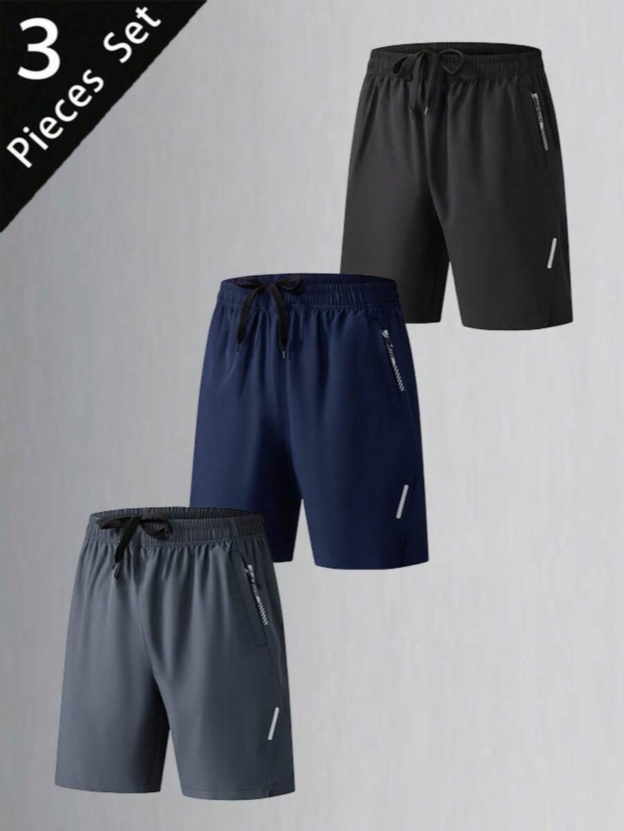 3 件装 男士休闲时尚运动跑步健身短裤