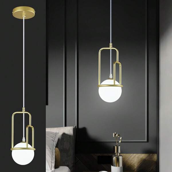 5 Inch Modern Gold Pendant Light Globe Pendant Light Fixture Mid Century Pendant Lighting For Kitchen Island Dining Room Living Room Bedroom(1 Pack)