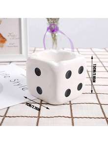 1 件陶瓷骰子烟灰缸，适合家庭和户外使用，精美香烟烟灰缸，汽车，桌面便携式烟灰收集器