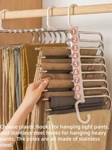 1pc 5/9 Pole Folding Pants Hangers With Multi-Layer,Suitable For Summer Shorts; Not Suitable For Autumn And Winter Clothes,(The Product Needs Simple Assembly, The Video Is An Assembly Tutorial