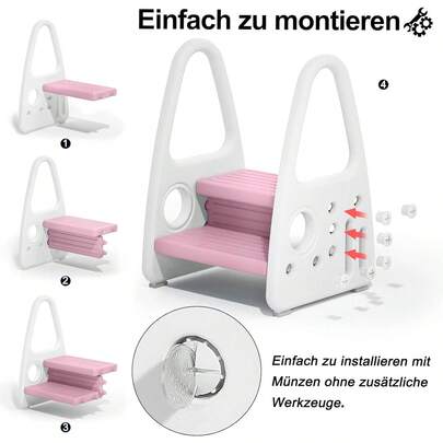 JOIEYOU Tritthocker Kinder 2 Stufen, Kinderhocker mit Handhaben, Kinderzimmer Möbel