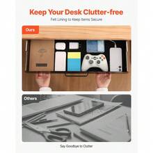Wide Under Desk Drawer Slide Out, Under Desk Mounted Pull-Out Drawer Attachment, Hidden Desktop 2 Layer Storage Organizer, Under Table Pencil Drawer For Home Sit Stand Workstation, 18x9x8 In - 22inch - View 6