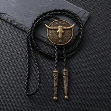 1 pieza Corbata de bolo con cabeza de buey estilo occidental hecha a mano, collar ajustable deslizante, accesorio rústico de país para fiesta, uso casual unisex para boda, fiesta, padrinos de boda, mejor opción como regalo