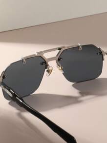 1 pièce Lunettes plates métalliques sans monture pour hommes, style mode punk , convient pour les affaires, les trajets domicile-travail, les vacances à la plage l'été, les activités en extérieur et les voyages