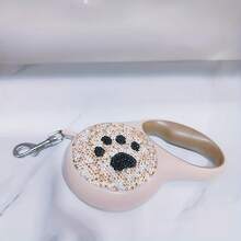 Laisse rétractable pour chien mignonne avec paillettes en diamant de 5 mètres
