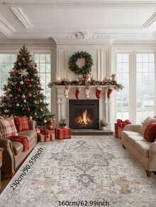 复古欧洲波西米亚东方水晶天鹅绒地毯，全面覆盖升级面料和材料，精致清晰的装饰地毯，适用于卧室、客厅、更衣室、育儿室和多功能室，易于清洁的家用装饰地毯，异国情调的复古风格