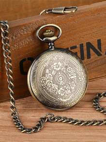 Reloj de bolsillo vintage de bronce como regalo para el hijo con la inscripción "Te amo" grabada y con cadena