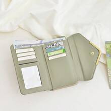 INS 新款高品质信封拉链女士钱包简约多槽 PU 零钱包卡包女士钱包迷你钱包钱包小钱包 - 薄荷綠 - 查看 3