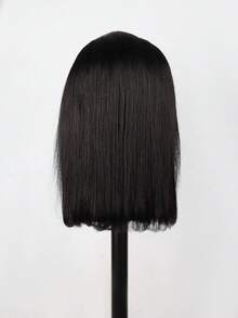 13 * 4 Front Lace Wig With Baby Hair Around, Blended Hair Is Made From Human Blended Hair Mixed With Synthetic Fibers And Protein Filaments Pre Permed Hairline, Straight Bob Hair, Black Natural Color, Suitable For Various Races, Daily Party Use, Transparent Lace Without Glue, (Bob Wigs 6-16inch ) Blended Hair Blended Hair Is Made From Human Blended Hair Mixed With Synthetic Fibers And Protein Filaments