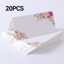 5/20/40 件座位卡空白桌名牌，婚礼用品，宴会婚礼座位卡花卉印花装饰座位卡，派对装饰 - 白色 - 查看 11