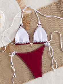 Women New Style European & American Separate Bikini Set - Red - View 3
