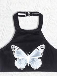 2 bộ đồ bơi Tankini in hình bướm cho bé gái tuổi mới lớn, đi biển và hồ bơi - màu đen - Xem 4