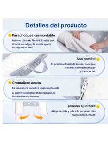 Nido Cuna Portatil para Bebe de 0 a 3 Años con Cordones Ajustables Diseño de Coronas  con Soporte para Columna Cubierta de Algodon Sweet