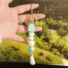 1pc Spring Silicone Beaded Tassel Keychain Ideal Accessory For Bags Designed For Both Men And Women Bridesmaid Gifts Boho