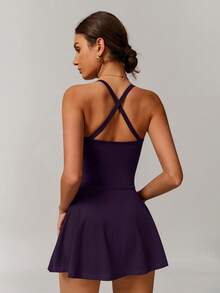 MASKERT Spring And Summer Women's Dresses, Women's Sportswear, Fitness Clothes, Yoga Clothes, Tennis Clothes, High Elasticity, Skin Friendly, Comfortable, Breathable, Home Leisure - Màu tím - Xem 2