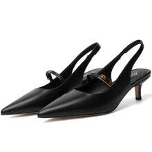Kitten Heels For Women Slingback Heels Pointed Closed Toe Heels Slip On Dress Pumps Shoes Low Women's Pumps For Dating Party Working - Black - View 8