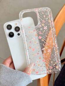 Flower 1pc High-End Fashionable Allover Ditsy Floral Transparent Air Cushion Protective Phone Case Compatible With Iphone - Multicolor - View 3