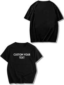 Customized Text Design Men's T-Shirt, Spring/Summer Men's T-Shirt. Input Your Text/Blessing/Fun/Message/Name/Slogan/Company Name. Black Top, Holiday Gift, Valentine's Day/Birthday/Anniversary Text Customization, Team Building, Music Festival, Gift For Him, Father's Day Gift, Party, Black Crew Neck Short Sleeve T-Shirt, Gift For Him, Valentine's Day Gift, Summer Men's Top, Summer Men's T-Shirt