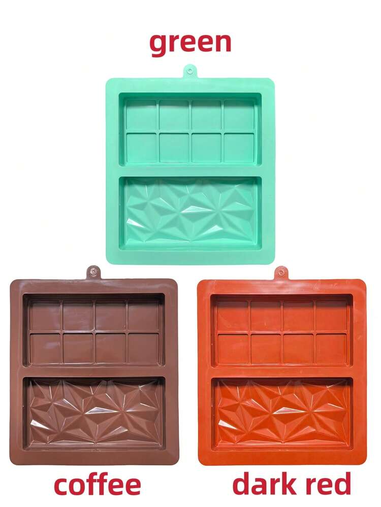 1 件 2 腔方形钻石形巧克力模具 - 不同图案立方体钻石硅胶软糖模具 - 方形钻石设计烘焙模具 - 2 腔不同图案方形钻石巧克力、糖果、蛋糕模具 - 冰格水晶环氧树脂模具 - 彩色 - 查看 2
