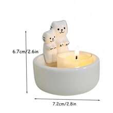 1 pieza Soporte de vela de chimenea de cerámica con diseño de gato de dibujos animados, soporte de vela de cerámica con diseño de fantasma, vela perfumada con fantasma lindo, adorno de estilo nórdico, decoración para el hogar, regalos ambientadores, resistente a altas temperaturas