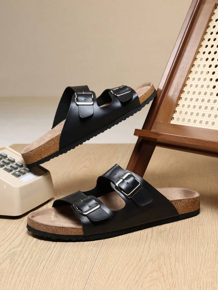 Sandalias tipo chanclas de hombre con suela de corcho y plantilla suave, cómodas sandalias de verano para usar en exteriores, en la playa o para caminar en pareja
