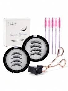 MAGEFY 2 Pairs CC Curl Magnetic Eyelash Kit With 5 Pcs Eyelash Curler+ Magnetic Clips ,1 Boxes Magnetic False Eyelashes+1 Boxes Magnetic Half Eye False Eyelashes,Glue-Free Natural Looking Reusable False Eyelashes - 自然纖長款 - 查看 2