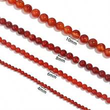 Natural Stone Beads Pink Crystal Agate Citrine Quartz Loose Beads For Jewelry Making Bracelet Stone Beads DIY Accessorie 4 6 8 10mm - Red Agate - 查看 2