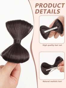 女士时尚可爱蝴蝶结发夹合成接发，蝴蝶结马尾辫耐热纤维发髻 - 彩色 - 查看 13