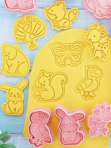 8 件套各种动物形状饼干模具、压模 3D 饼干模具、软糖烘焙模具、面包塑形模具，1 盒 8 件套饼干切割工具 - 彩色 - 查看 10