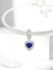 1pc 925 Sterling Silver Fashionable Zirconia Forever Sister Infinite Heart Charm Bead For Women Fit Bracelets Bangles DIY Jewelry Making Anniversary Gift Fine Ladies Jewellery Valentines