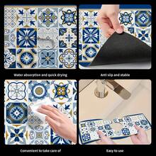 1 件波西米亚复古风格水龙头垫，涤纶防潮防滑排水垫，适用于厨房和浴室水槽，水龙头吸盘垫，适用于浴室台面的干燥垫，厨房和浴室柜台配件