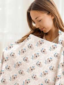 1件棉质纱布哺乳巾，透气哺乳围巾带硬质支撑环，哺乳围裙，多功能汽车座椅遮阳篷，复活节礼物