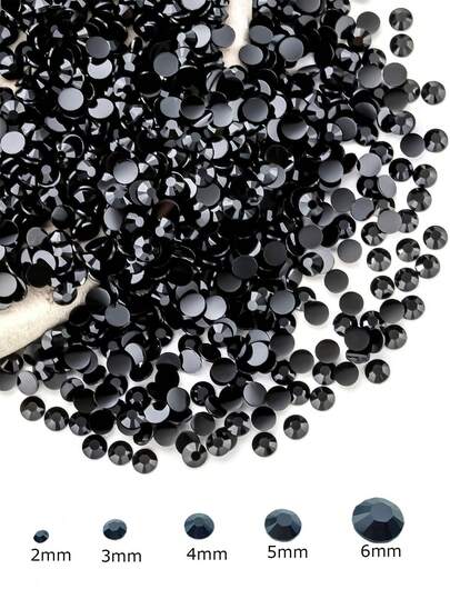 2000/800/400 Pieces/Bag Resin Rhinestones, 2Mm-6Mm Black Flat Back Nail Art Rhinestones For Diy Crafts, Nail Art Works, Diy Nail Art Decorations, Nail Art Accessories, Phone Cases, Shoes, Clothes, Craft Decorations, Nail Gemstones, Nail Art Supplies Nails Nail Charms