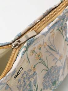 Blue Floral Women's Large Capacity Cosmetic Bag, Travel Portable Toiletry Bag, School Supplies, Travel Essentials, Vacation Essentials, Autumn Beauty Bag, Cosmetic Storage Bag, Cosmetic Bag, Bag, Dressing Table, Cosmetic Bag, Travel Essentials, Travel Essentials, Dressing Accessories, Small Cosmetic Bag, Large Capacity Large Cosmetic Bag, Christmas Gift, Valentine's Day Gift For Female Friends - Blue - View 9