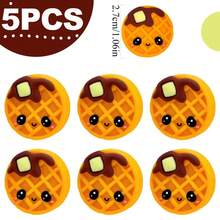 5 件华夫饼主题 3D 硅胶焦点珠 - 可爱的卡通华夫饼设计，淋上巧克力，非常适合钢笔、钥匙扣、珠宝制作、手链、项链和手工工艺品、工艺配件 | 俏皮配件 | 工艺材料、幸运饼干 - 幸運華夫餅 - 查看 10