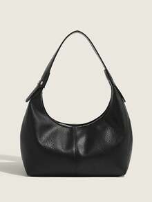 New Fashionable Minimalist Versatile Crescent Bag, Shoulder Bag, Solid Color, French Style Crossbody Bag, Handheld Crescent Bag, Luxury Niche Young Adult Commute, Daily, Travel, Movie, Shopping Black Color, Retro Affluent - Black - View 2