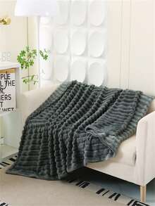 1pc Flannel Blanket, Warm & Breathable, Office/Home Use Nap Blanket, Air Conditioning Blanket, Towel Blanket, Sofa Blanket - Dark Grey - View 4