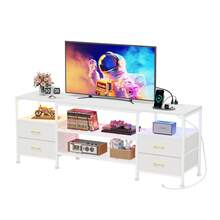 Large TV Stand, Sofa Sideboard, Living Room Cabinet, Large Capacity, Stylish And Modern Design, Durable, With Multiple Shelves, Convenient For Storing Books And DVDs, 160x40x59cm - trắng - Xem 1
